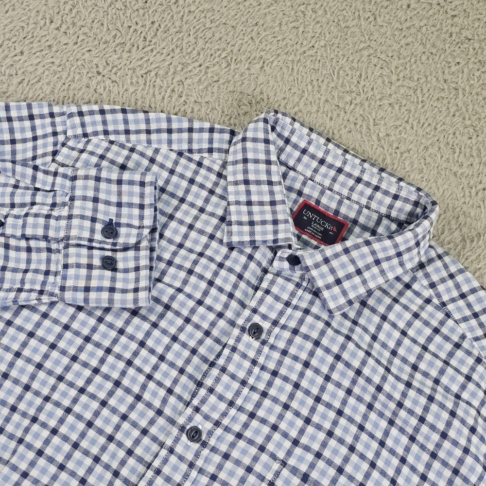 UNTUCKit Soligo Shirt Mens Large Blue Check Slim Fit‎ Long Sleeve Button Up